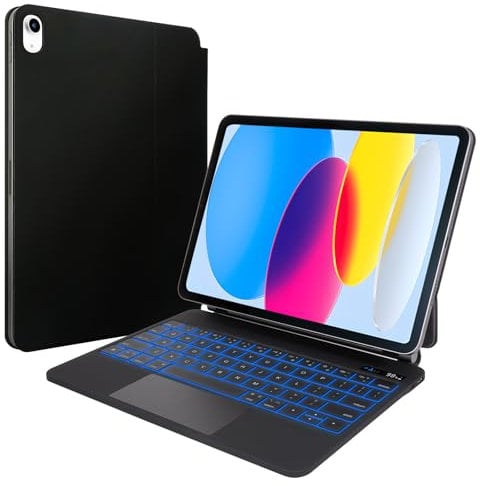 SOPPY Magic Keyboard Case for iPad 11th Gen (2025) 11 inch, iPad 10th Gen (2022) 10.9 inch, Floating Magnetic Case with Trackpad, 7 Color Backlit, LCD Battery Display,QWERTY UK Layout