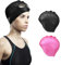 2 Pièces Bonnet de Bain Protection Oreille 3D Bonnet de Bain Silicone Etanche Natation 3D Protection Oreille Piscine avec Poches pour Les Oreilles pour Femme Homme Enfant Noir + Rose