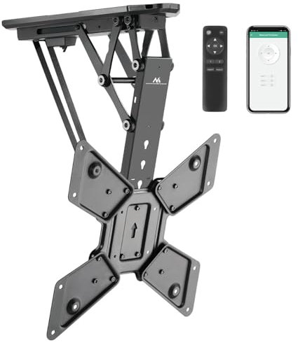 Maclean Soporte de Techo para TV para 23-55'' Motorizado Electrico | Inclinable de 0° a -75° | Mando a Distancia Función de Memoria | Control de la App Tuya | MAX. VESA 400x400 | Carga MAX. 30 kg