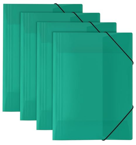 SKYDUE 4 Stück Postmappe, Postmappe A4 Schule, Eckspannermappe A4 Aus Kunststoff Mit Gummizug, Sammelmappe Für Zeichnungen, Dokumente, Papiere(Türkis)