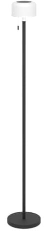 EGLO Solar Stehlampe Montapalma-L, kabellose Akku Standleuchte mit Zugschalter, Lampe Wohnzimmer dimmbar aus Stahl in schwarz, Kunststoff weiß, warmweiß, RGB, IP54