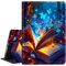 Dikoer for Amazon Kindle Fire HD 8 (8th/7th/6th Generation, 2018/2017/2016 Release) 8 Tablet Case, Slim Kickstand Stand Leather Smart Cover with Auto Wake/Sleep, Book Blue Butterfly