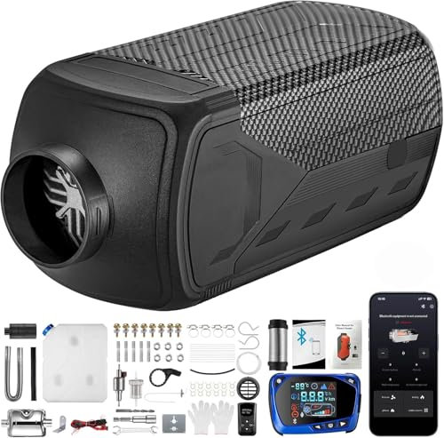 Redriver 8KW Diesel Heater with Bluetooth, 12V/24V Parking Fuel Heater with Premium Silencer, Upgrade Smart Remote Control For Truck, Boat, Car Trailer, Motorhomes, Campervans, Caravans
