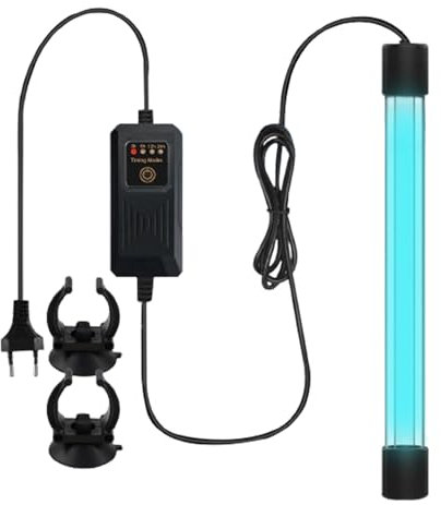 13W Aquarium UV Sterilisator Licht mit Timer, UV-Tauchleuchte, Bakterien Tötung Lampe für Unterwasser-Sterilisation Algenentfernung Desodorierung, für Wasser Aquarien, Gartenteich, Fishbowl
