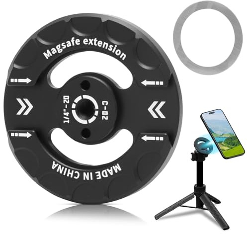 YUNBO Magnetische Stativhalterung, kompatibel mit Magsafe iPhone 16, 15, 14, 13, 12 Pro Max Plus Serie, magsafe Stativhalterung mit Cold Shoe 1/4 Zoll Gewinde Klebering für Videoaufnahmen
