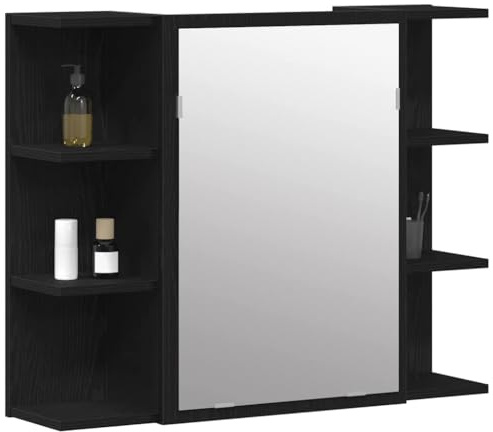 vidaXL | Spiegelschrank | mit Regal Schwarz Eichen-Optik 80 x 20,5 x 64 cm | Genug Platz für all deinen Kram, Ein moderner Look, der perfekt in schicke Innenräume passt,