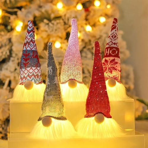 5 Stück Weihnachtswichtel Figuren LED,Wichtel Figuren Weihnachten Deko,Weihnachtsdeko Wichtel,Weihnachtsdeko Mit Beleuchtet Led,Weihnachten Deko Beleuchtet,Leuchtende Weihnachts Wichtel Klein