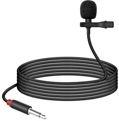 GELRHONR 3.5mm Lavalier Microphone, Clip on Lapel Phone Microphone Wired, AUX TS Small Mic for PC,Video,Car,Events,Camera 4.9FT