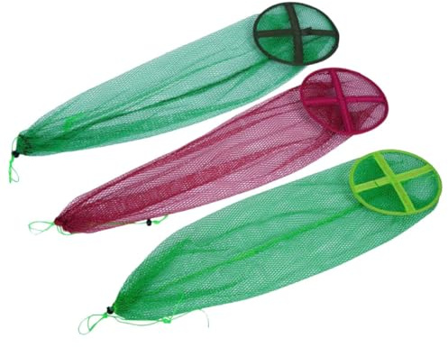FOMIYES 3 Stück Fischernetz mit Kordelzug Verschleißfestes Fischschutznetz aus Robustem Netzgewebe Leichtes Faltbares Fangnetz für Angeln und Fischkorb