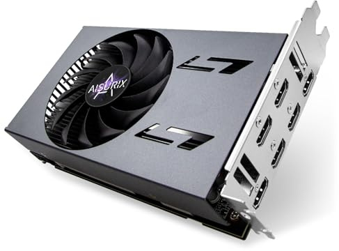 Kelinx Aisurix RX 580 8GB GDDR5 GPU 6X HDMI Scheda Grafica, 6 Display Indipendente Configurazione Multi-Monitor, 256-bit DDR5 Scheda Video per Computer PC ITX Single Slot PCI Express