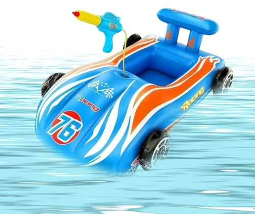 Aufblasbarer Rennwagen-Pool-Schwimmer Für Kinder Mit Wasser G-un – Kinder-Schwimmkörper, Aufblasbarer Auto-Pool-Schwimmkörper Mit Wasserspray Und Sicherheitssitz, Sommer-Wasserspielzeug Im Freien