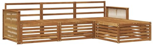 vidaXL Outdoor-Sofagarnitur Natur 249 x 162,5 x 73 cm, Garten Sofa, modernes Lounge Set, entspanntes Terrassenmöbel für chillige Stunden, bequem und stylisch