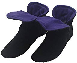 RAIKOU Hausschuhe für Damen, Herren für drinnen aus Micro Fleece mit ABS und Rutschfester Sohle,Haussocken Stoppersocken mit Super Flauschige Hüttenschuhe (Schwarz/Helllila,43/46)