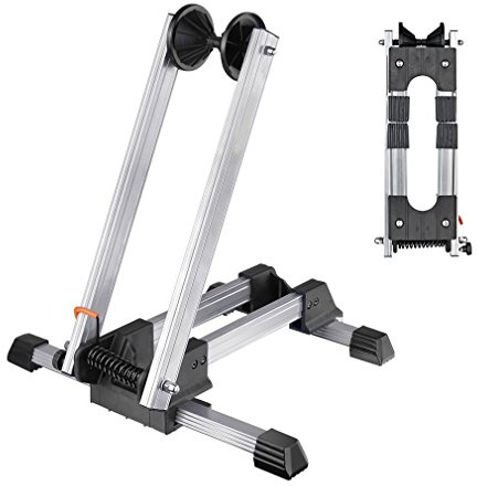 Foldable Bike Storage Stand, Sports Bicycle Floor Parking Rack (Silver)