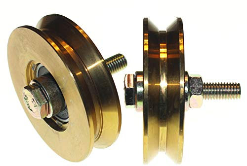 (V79–12) Lot de 2 roues pour portail coulissant, roues de poulie en acier avec rainure en V, fabriquées en Union Européenne (79 mm de diamètre, tige de 12 mm)