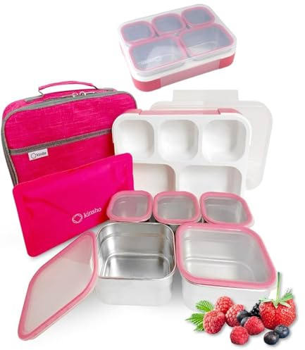 Bento-Lunchbox-Set aus Edelstahl für Erwachsene, Kinder, isolierte Tasche und Eisbeutel, auslaufsicher, Metallfach, Mahlzeiten, Vorbereitung, Lebensmittel- und Snackbehälter für Arbeit, Reisen, Schule