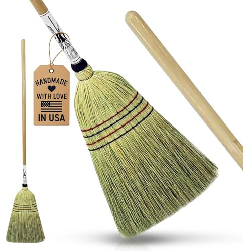 Peaceful Classics Corn Broom, Heavy Duty Indoor Outdoor, Amish Handmade