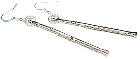 Miniblings Querflöten Flöten Ohrringe - Handmade Modeschmuck I 6cm silber Instrument - Ohrhänger Ohrschmuck versilbert