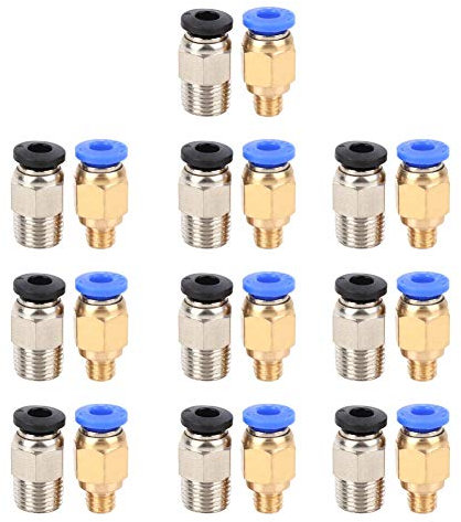 20 Stück Gerader Pneumatischer Anschluss Schnellanschluss Steckverbinder Rohrverbinder mit Fortschrittlicher Technologie für Bowden Ex 3D-Drucker PC4-M10/PC4-M6