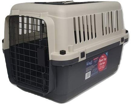 Henry Wag Open Top Travel Kennel - Ensure Safe & Secure Transit for your Pet - Wide Opening Top Door For Easy Access & Made From Hard Plastic Shell - (60 x 40 x 40.5 cm)