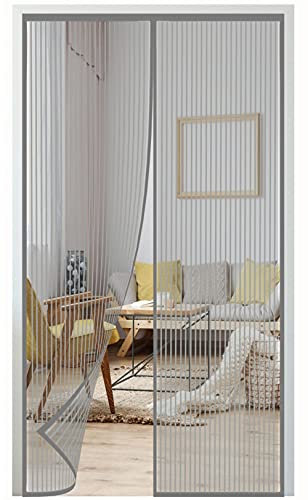 Zanzariera Magnetica Per Porte 150x250cm (59.05x98.42in) Tenda Magnetica Si Impedisce Agli Insetti Zanzariera Chiusura Automatica, Facile da Installare-Grigio