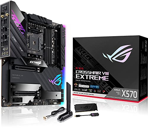 ASUS ROG Crosshair VIII Extreme AMD AM4 X570/X570S EATX gaming motherboard (PCIe 4.0, Passive PCH Cooling,5X M.2 Slots, Wi-Fi 6E, 2”OLED,USB front-panel connector,10Gb & 2.5Gb LAN, 2X Thunderbolt 4)