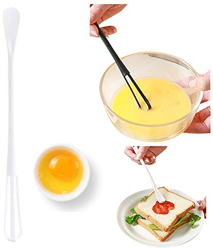 brieftk Plástico Eco Huevos Batir Cocina Leche y Huevos Batidor Cuchara Mezcladora de Mano Herramientas para Cocinar Versátil Batir Agitación Herramienta, blanco, M