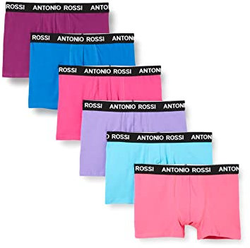ANTONIO ROSSI (Confezione Da 3/6) Boxer Aderenti Da Uomo, Rosa, Viola, Blu (6 Pezzi), M