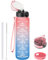 GOPPUS Trinkflasche, 1L BPA-Frei Tritan Wasserflasche mit Strohhalm, Trinkflasche Sport Auslaufsicher mit Zeitmarkierung und Bürste, Sportflasche für Fitness, Schule, Yoga, Outdoor(1 Flasche)