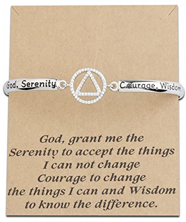 BNQL AA Nüchternheit Erholung Geschenke Armband Gelassenheit Gebet Alkoholiker Anonyme Geschenke Schmuck Gott Gelassenheit Mut Weisheit Armband, 2.4 inches, Edelstahl