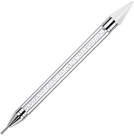 Dual-Ended Rhinestone Picker Wax Pen - Crystal Beads Handle Nail Art Tool for Manicure, Gems, Studs, Crystals and DIY Decoration (Clear) | Precision Dotting Pen for Nail Designs & Rhinestone Placement