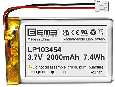 EEMB 3.7V 2000mAh 103454 Lipo ricaricabile batteria ionica con JST Connector-Assicurarsi che la polarità del dispositivo corrisponda alla batteria prima dell'acquisto !!!(Polarità Inversa)