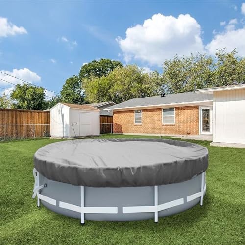 FLORALEAF 16 FT Round Pool Cover for 12 FT Pool Safety Covers Wire Rope Hemmed All Edges Super Heavy Duty Strong Double Stitched Seam Perfect for Winter Round above Ground Pools, Light Grey