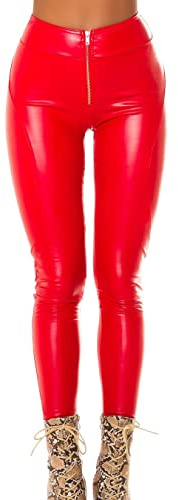 Koucla Leder Look High Waist Skinny Hose mit Push up-Effekt M