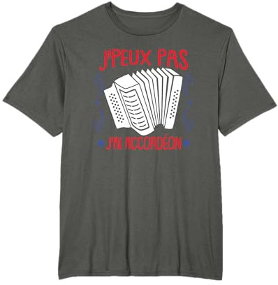 Accordéon T-Shirt Noir Classique Unisex Adulte Music Lovers Manche Courte Coupe Classique