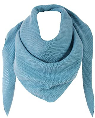 FASHION YOU WANT Damen XXL Strick Dreieck Schal mit Reiskorn Strickmuster in Unifarben, Schal, Leichtes Tuch (türkisblau)