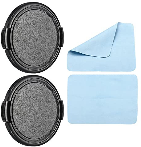 PATIKIL Camera Lens Cap, 2 Pack Sides Pinch Front Lens Cover with Microfiber Cleaning Cloth for 58mm Thread Universal DSLR Lenses for Nikon, for Fujifilm, for Pentax, for Leica