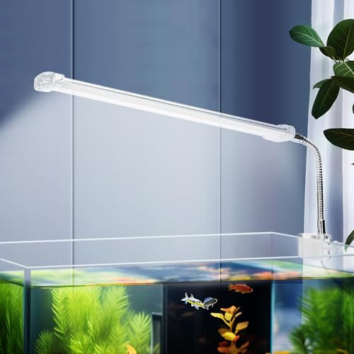 Nobleza - LED Aquarium Licht, Clip-on Aquarium Lampe, Fische Tank Beleuchtung Aufsetzleuchte für Aquarium, Zisternen (8W 30CM, weiß)