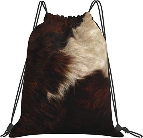 Kuhfell hell gepunktetes Muster, Rucksack mit Kordelzug, Unisex-String-Tasche, Sport-Sporttasche, lässiger Tagesrucksack mit Kordelzug