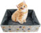 Arenero de Viaje para Gatos Plegable XL, Arenero Portatil Gatos, Impermeable, Duradero, Fácil de Limpiar para Viajar, Camping, Interiores, Exteriores, Automóviles, Parque, 47 * 36 * 13 cm(Gatito)