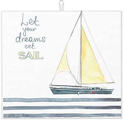 Words Stripes Yacht XL, Größe 40,6 x 45,7 cm, Abtropfmatte für Küchentheke, spülmaschinenfest