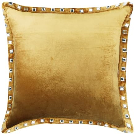 The HomeCentric Handgefertigt Gold sofakissenbezuge Kristalle Sparkly sofakissen, 2 Stück, 40x40 cm sofakissen, Platz Samt sofa kissenbezuge Solide zeitgenossisch deko kissenbezuge-Gold Crystal Palace