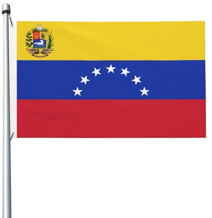 Bandiera del Venezuela stelle bandiera venezuelana doppia serie ToughWeave ricamata su entrambi i lati, in poliestere 210D 2 strati