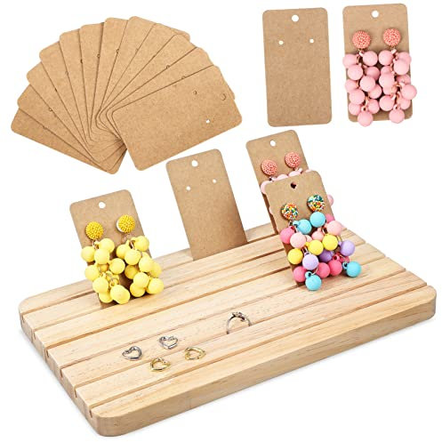 Cabilock Présentoir Affichage De Carte De Voeux Porte-bijoux Porte-cartes Boucle D'oreille Porte-anneau Organisateur De Boucle Doreille Eponge Filet Vaisselle En Bois Des Boucles D'oreilles