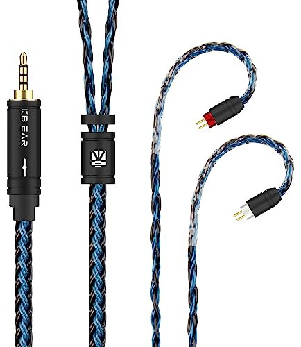Kinboofi 2M Long in Ear Monitor Earphone Cable,KBEAR ST16 Plus Headphone,16 Cores 5N Single Crystal Copper Silver-Plated Upgrade Wire for AS10 ZS10 Pro AS16 (2 Pin 2.5mm Audio Jack, Black-Blue)