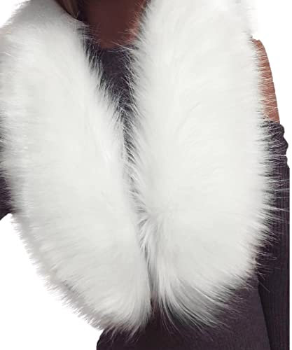 YEBIRAL Damen Fellkragen Wie Echtpelz Kunstfell Fell Kragen Schal Faux Fuchspelz Pelzkragen Kunstpelz Winterschal 90CM