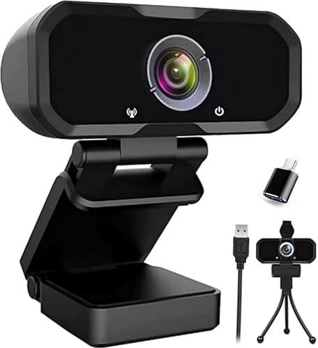 Svcouok Webcam USB-C 1080p avec obturateur de confidentialité et trépied – Caméra de streaming pour Zoom/Teams/Skype, Plug&Play PC/Mac/Ordinateur portable