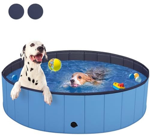 T2Y Dog Paddling Pool - 2025 Upgraded PP Board Foldable Dog Pools, More Durable & Not Collapse Swimming Pool for Dogs, Quick to Set Up and Drainage Hole [80x20] S