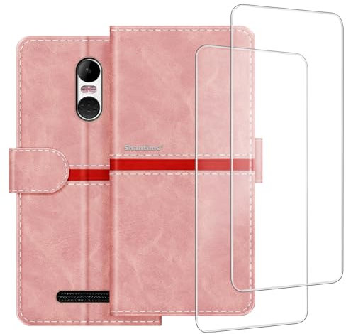 ESACMOT Custodia per telefono compatibile con Brondi Amico Smartphone 4G + [2 pezzi] pellicola proteggi schermo in vetro, custodia protettiva magnetica in pelle premium per Brondi Amico Smartphone 4G