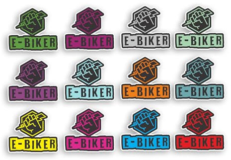 1 x A5 E-Biker Lightning Bolt Vinyl Aufkleber - Bunte MTB Mountainbike Herren Elektro Aufkleber #70814